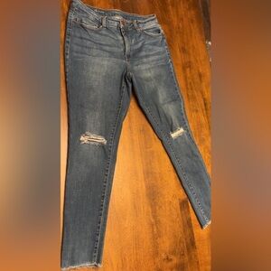 a.n.a Dark Blue Distressed Skinny Jeans